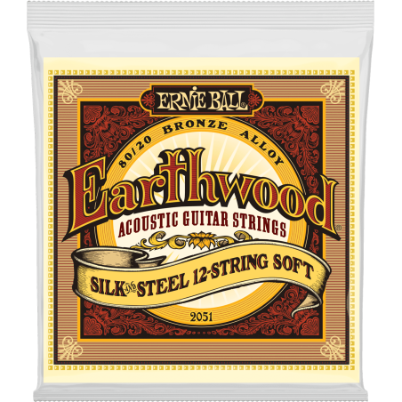 Earthwood 80/20 Bronze Silk&steel 12 cordes 9-46 - ERNIE BALL