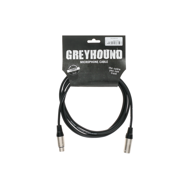 GREYHOUND câble microphone avec XLR 3p F/M nickel 5m - KLOTZ